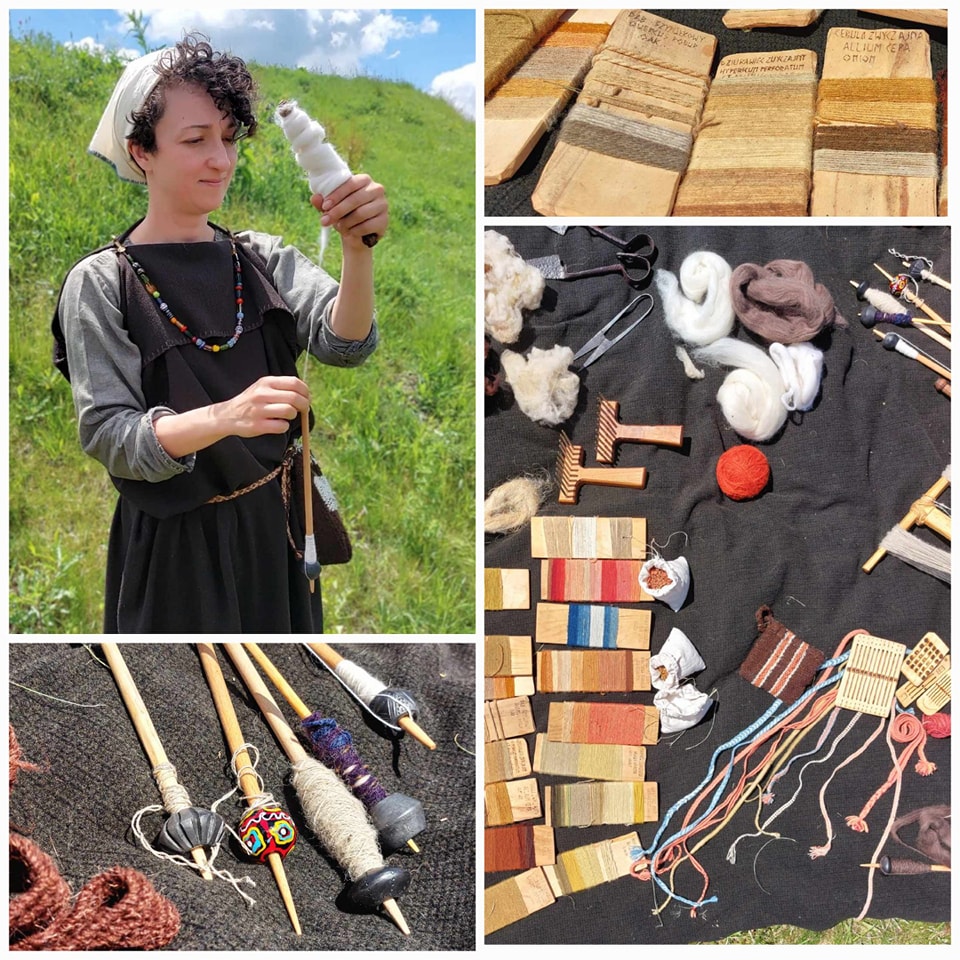 Ewa Międlarz pokazuje tradycyjne przędzenie wełny